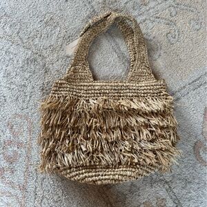 Beige Woven Tote Bag